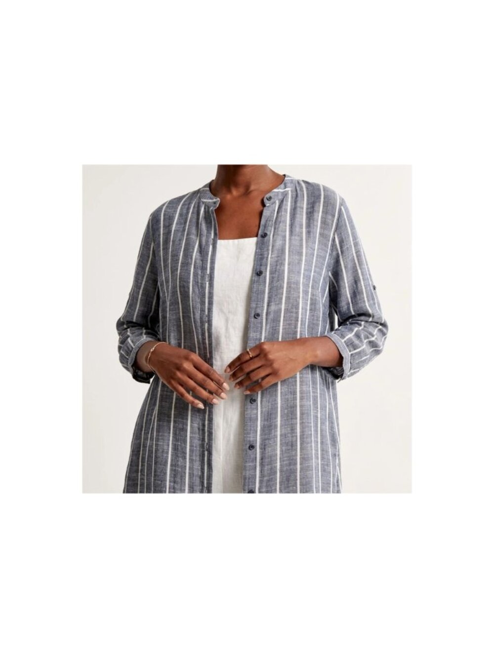 Blue Pin Stripe Long Shirt Kimono Beach Cover Up Cruise Travel Vacation Resort - Picture 6 of 6